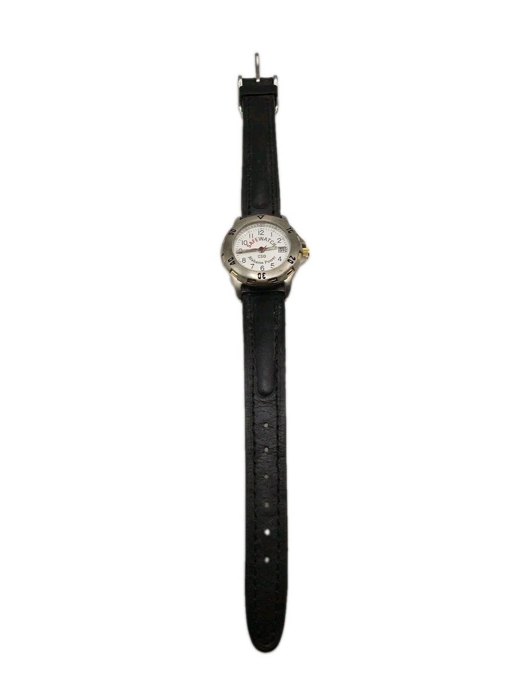 Rare Safe Watch CSO Alabama Power Tomax USA Japan Movt Black Leather Strap Vntg
